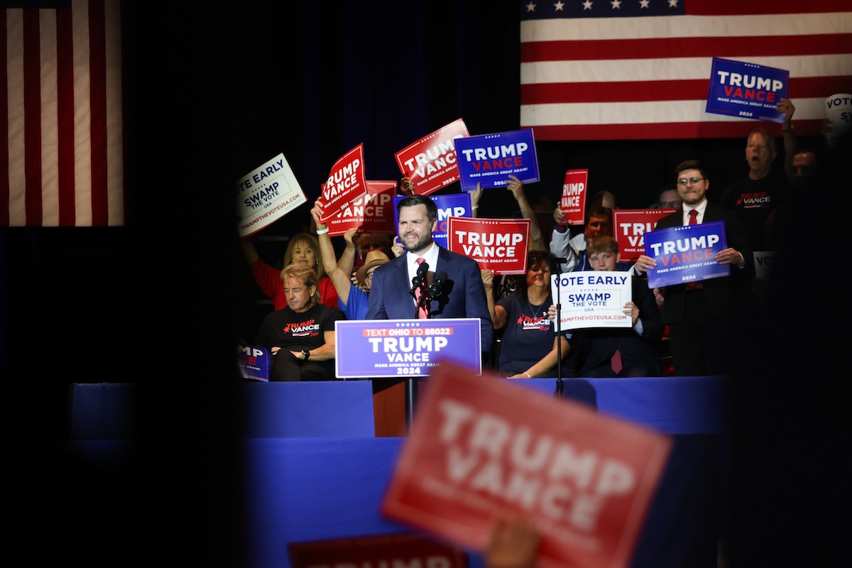 J.D. Vance held his first solo campaign rally as the Republican vice presidential nominee at Middletown High School on July 22.